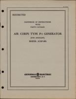 Instructions with Parts Catalog Air Corps Type P-1 Generator Model 2CM70B1