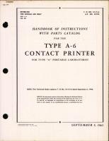 Handbook of Instructions with Parts Catalog for Type A-6 Contact Printer For Type A Portable Laboratories