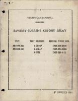 Overhaul Manual for Reverse Current Cutout Relay - Types AN 3025-300 and AN 3025-100 