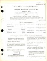 Overhaul Instructions with Parts Breakdown for 1500-PSIG Hydraulic Hand Pump PN 50440