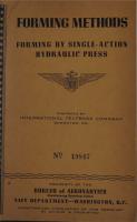 Forming Methods - Forming by Single-Action Hydraulic Press - Bureau of Aeronautics