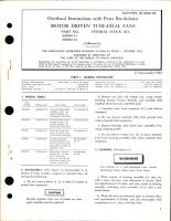 Overhaul Instructions with Parts Breakdown for Motor Driven Tubeaxial Fans - Parts 605600-1-1 and 605600-2-1