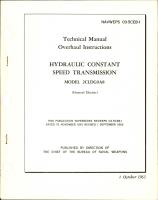 Overhaul Instructions for Hydraulic Constant Speed Transmission - Model 2CLDG9A8 