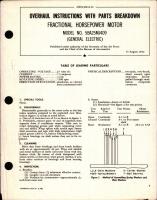 Overhaul Instructions with Parts Breakdown for Fractional Horsepower Motor - Model 5BA25MJ409