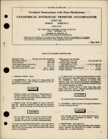 Overhaul Instructions with Parts for Cylindrical Hydraulic Pressure Accumulator - Parts 1008630, 1008630-0-1