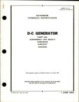 Overhaul Instructions for DC Generator - Part A28A85841, AN 3633-1, A35A9103 and A45J247
