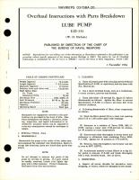 Overhaul Instructions with Parts Breakdown for Lube Pump - GD-351