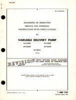 Operation Service and Overhaul Instructions with Parts Catalog for Variable Delivery Pump AA-20500, AA-20508, AA-20551, AA-20505, AA-20550