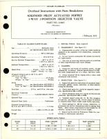 Overhaul Instructions with Parts for Solenoid Pilot Actuated Poppet 3 Way 2 Position Selector Valve - Part 113805