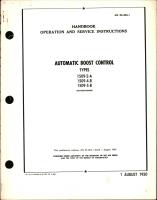 Operation & Service Instructions for Automatic Boost Control Types 1509-2-A, -4-B, & -5-B 