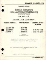 Overhaul Instructions with Illustrated Parts Breakdown for Air Driven Generator Assembly