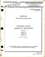 Overhaul Instructions for Variable Pitch Propeller - Models 43H60-359, 43H60-383, and 43H60-395