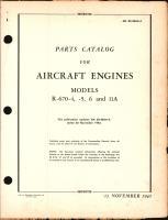 Parts Catalog for Aircraft Engines R-670-4, R-670-5, R-670-6, and R-670-11