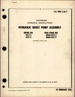 Overhaul Instructions for Hydraulic Boost Pump Assembly - Models 1437-2 and 1437-5