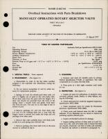 Overhaul Instructions with Parts for Manually Operated Rotary Selector Valve - 113115