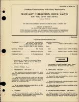 Overhaul Instructions with Parts for Manually Over-Ridden Check Valves - Parts 308700 and 308700-1 