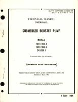 Overhaul for Submerged Booster Pump Models TB117300-3, TB117300-5, 245200-1