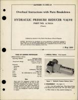 Overhaul Instructions with Parts Breakdown for Hydraulic Pressure Reducer Valve - Part A-70224 