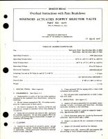 Overhaul Instructions with Parts Breakdown for Solenoid Actuated Poppet Selector Valve - Part 111275