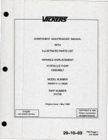 Maintenance Manual with Parts List for Variable Displacement Hydraulic Pump Assembly - Model AS66411-L-S666 (Vickers