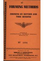 Forming Methods - Forming by Section & Tube Bending - Bureau of Aeronautics