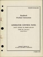 Overhaul Instructions for Generator Control Panel - Type 1202-16-A