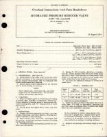 Overhaul Instructions with Parts for Hydraulic Pressure Reducer Valve - Part 2L22020H