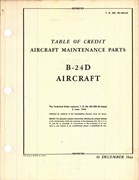Table of Credit Aircraft Maintenance Parts for B-24D Aircraft