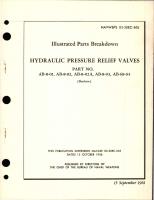 Illustrated Parts Breakdown for Hydraulic Pressure Relief Valves - Parts AB-8-01, AB-8-02, AB-8-02A, AB-8-03, and AB-68-04