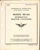 Handbook of Instructions with Parts Catalog for Model MC100 Hydraulic Master Cylinder