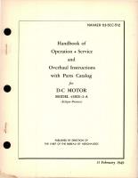 Operation, Service an Overhaul Instructions with Parts Catalog for DC Motor - Model 43EO1-2-A 