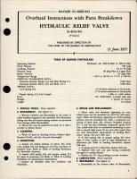 Overhaul Instructions with Parts Breakdown for Hydraulic Relief Valve - A-403-50