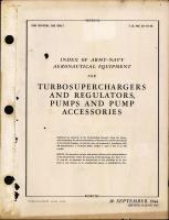 Index of Army-Navy Aeronautical Equipment - Turbosuperchargers and Regulators, Pumps, and Pump Accessories