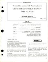 Overhaul Instructions with Parts Breakdown for Direct Current Motor Assembly - Part A-9381