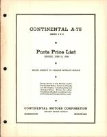Parts Price List for Continental A-75 Series 3 and Series 6