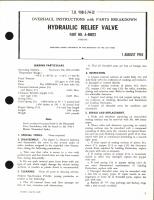Overhaul Instructions with Parts Breakdown for Hydraulic Relief Valve Part No. A-40023