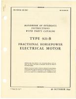 Overhaul Instructions with Parts Catalog for Type 921-B Fractional Horsepower Electrical Motor