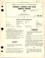 Overhaul Instructions with Parts for Manually Operated Hydraulic 2-Positioin 3-Way Valve - 50340 