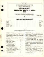 Overhaul Instructions with Parts for Hydraulic Pressure Relief Valve - HPLV-A0