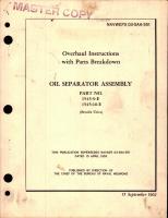 Overhaul Instructions with Parts for Oil Separator Assembly - Part 1545-9-E and 1545-16-E 