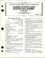 Overhaul Instructions with Parts Breakdown for Solenoid Actuated Sleeve Selector Valve Assembly - Part 104665