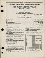 Overhaul Instructions with Parts Breakdown for Air Flow Limiter Valve - Part A-40131