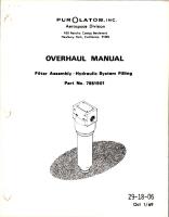 Overhaul Manual for Hydraulic System Filling Filter Assembly - Part 7551901