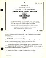 Supplement Overhaul with Parts Breakdown for Variable Pitch Aircraft Propeller Model No. 33D50-119 Blade Assembly Model No. 7133A-18S 