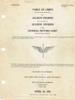  Table of Limits for Allison Engines, 