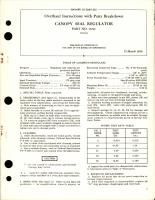 Overhaul Instructions with Parts Breakdown for Canopy Seal Regulator - Part 11291 