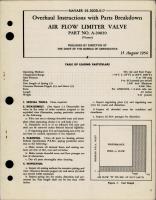 Overhaul Instructions with Parts Breakdown for Air Flow Limiter Valve - Part A-20039 