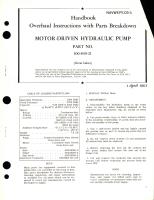 Overhaul Instructions with Parts Breakdown for Motor-Driven Hydraulic Pump - Part 100-849-21