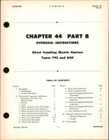 Overhaul Instructions for Direct Cranking Electric Starters, Chapter 44 Part B
