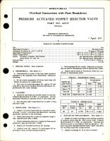 Overhaul Instructions with Parts for Pressure Actuated Poppet Selector Valve - Part 109755